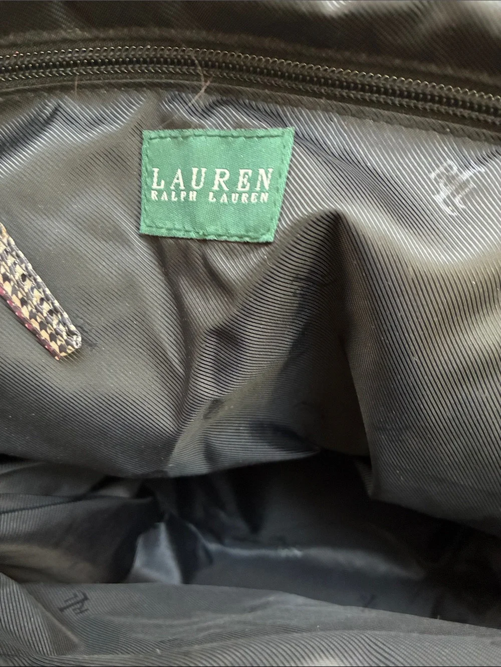 Ralph Lauren Black, Cream & Brown Houndstooth Tote with Silver Hardware